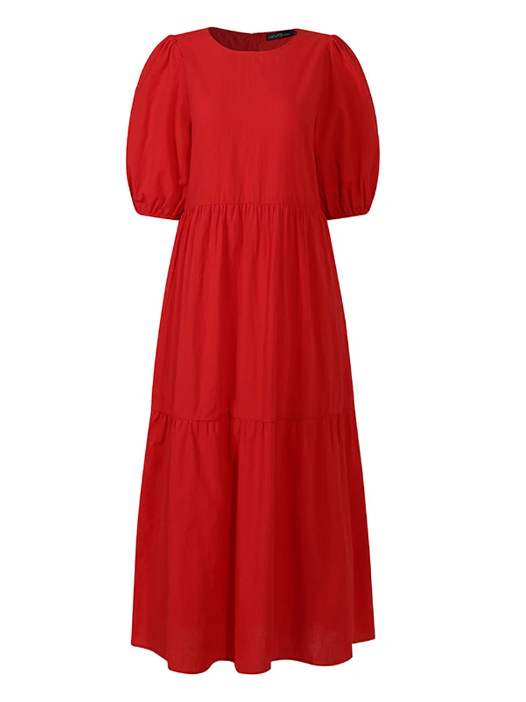 Elegant Solid Summer Dress for Women – ZANZEA 2023 Casual Short Sleeve Maxi Vestidos | O-Neck Oversized Robe Femme