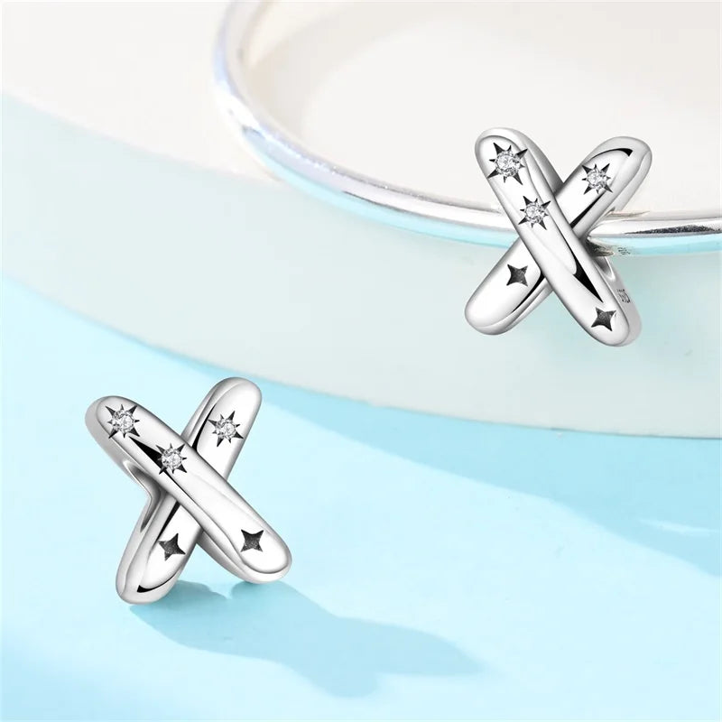 Classic 925 Sterling Silver A–Z Alphabet Charms | Letter Beads with Stars Fit Original Bracelet DIY Jewelry for Women