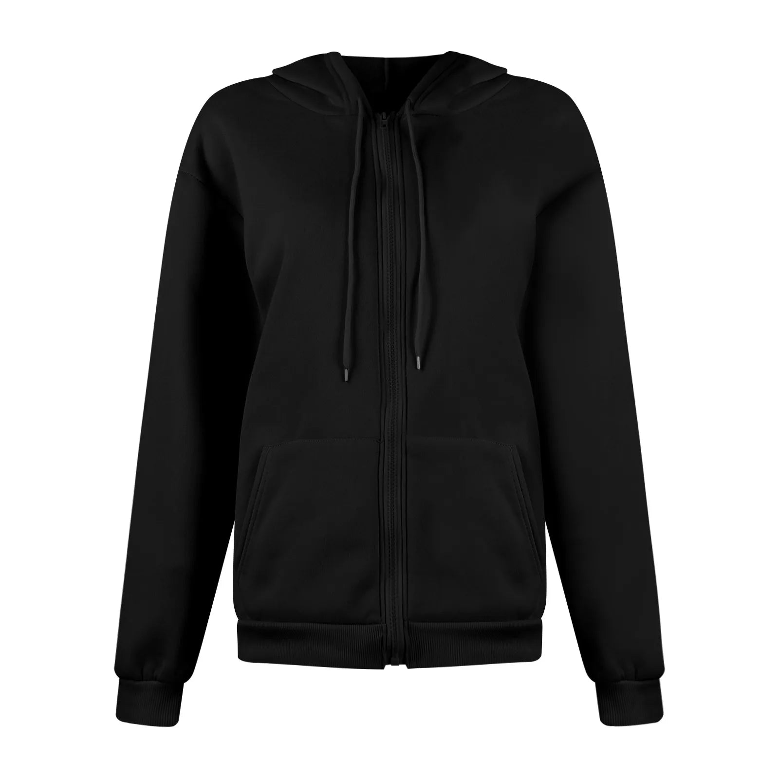 Autumn & Spring Women’s Zip Up Hoodie | Korean Style Casual Drawstring Sweatshirt Cardigan