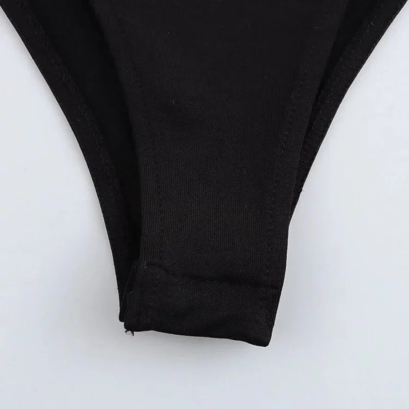 2025 MUJER Black Bustier Bodysuit for Women | Sexy Long Sleeve One-Piece Summer Top
