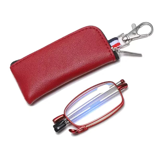 Foldable Reading Glasses Men Women Metal Frame Blue Light Resistant EyeGlasses with Zipper Bag Prescription Eyewear +1.0 To +4.0