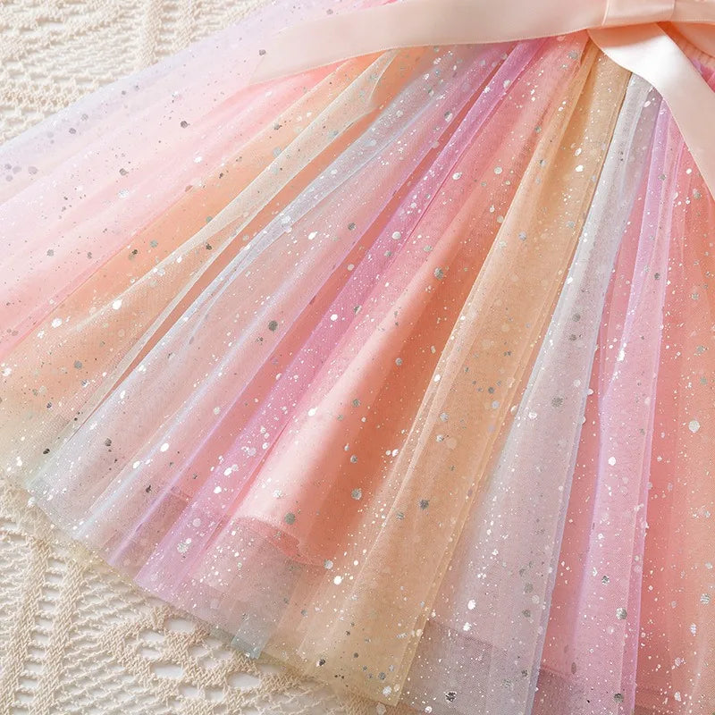 Hello Kitty Flying Sleeves Bow Sequin Princess Dress for Girls | Birthday Party Tutu Dress | Fluffy Baby Girl Dress 1–5 Years