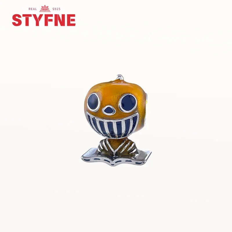 925 Sterling Silver Luminous Pumpkin Skull Charm – Halloween Series Beads Fit Original Pandora Bracelet Women DIY Jewelry Gift