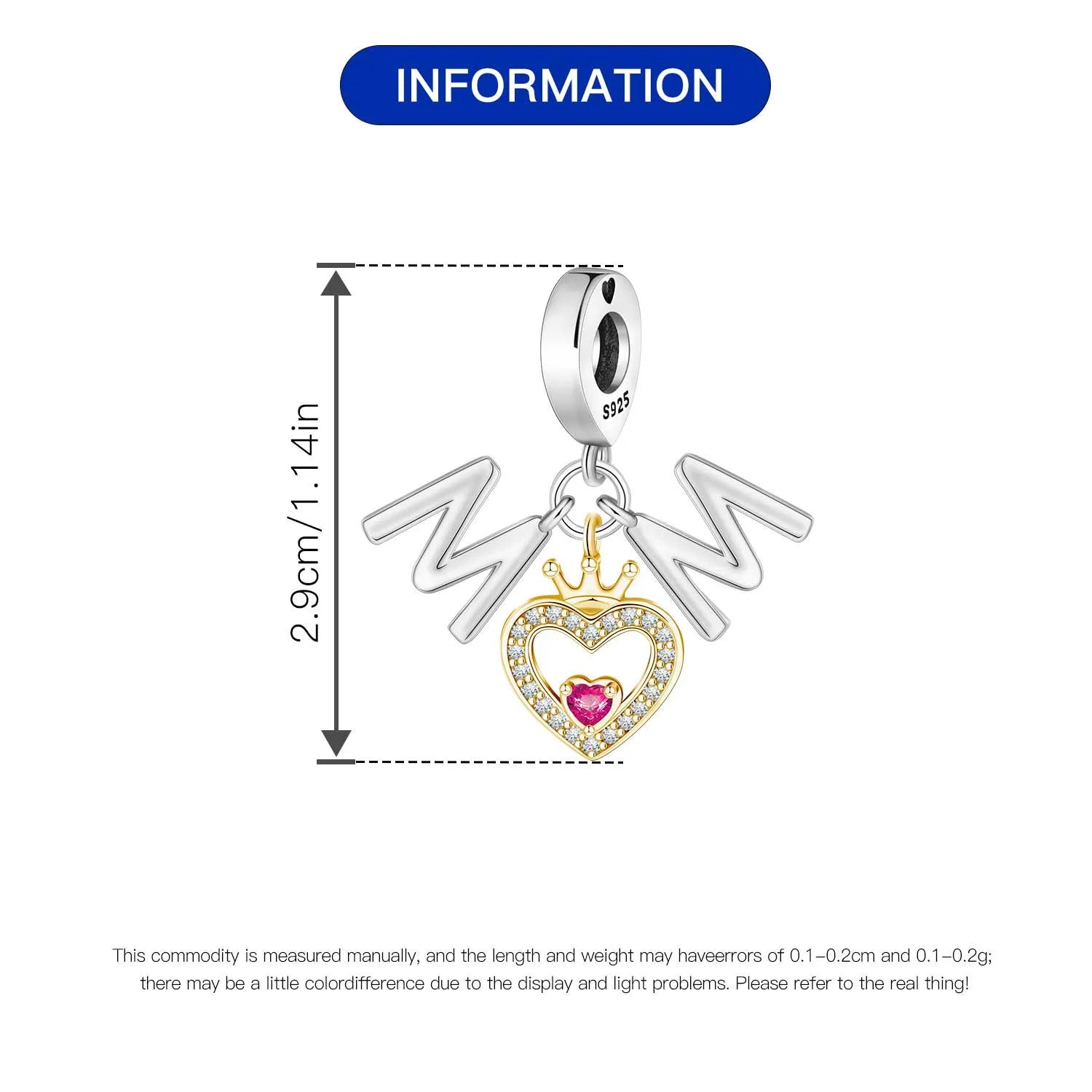 925 Sterling Silver Mother Daughter Love Embrace Pendant Charm | Heart Shaped Bracelet Bead DIY Fine Jewelry Gift