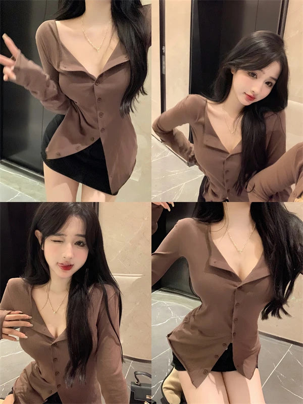 Women's Slimming Long Sleeve Cardigan | Korean Style Open Front Coat | Autumn Fashion Casual Outerwear