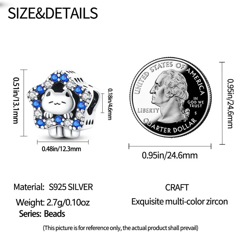 Cute Pet Kitten Puppy Sheep Charms | Fit 925 Original Pandora Bracelets | Colorful Zircon Beads DIY Jewelry Gift
