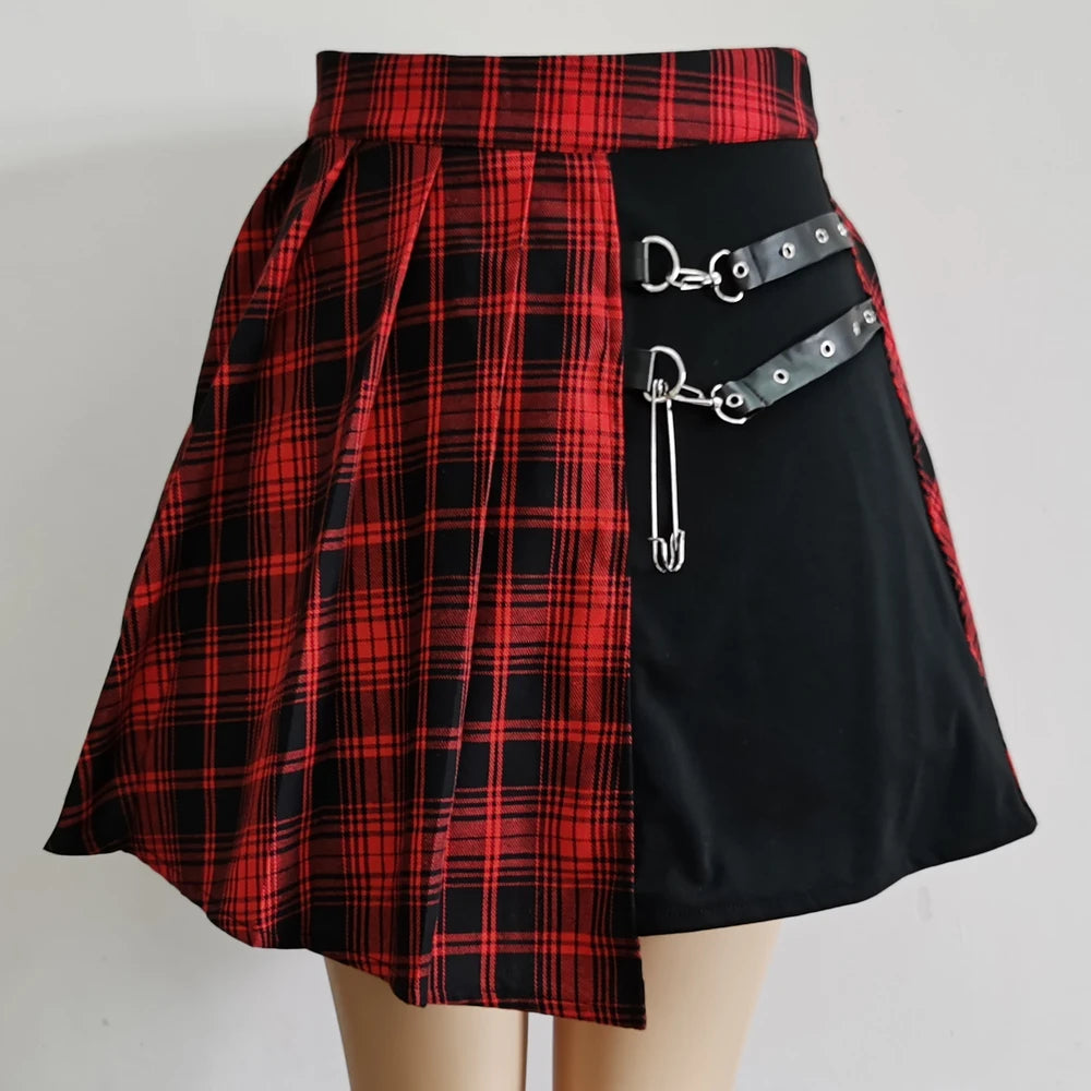 Gothic Sweet Women’s Plaid Pleated Mini Skirt – High Waist Chic Kawaii Summer Casual Skirt 🌿✨