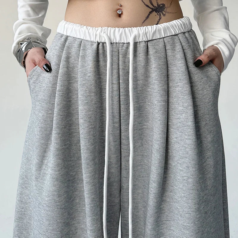 2024 Women’s Autumn Chic Korean Streetwear High Waist Baggy Sweatpants | Wide Leg Hip Hop Trousers