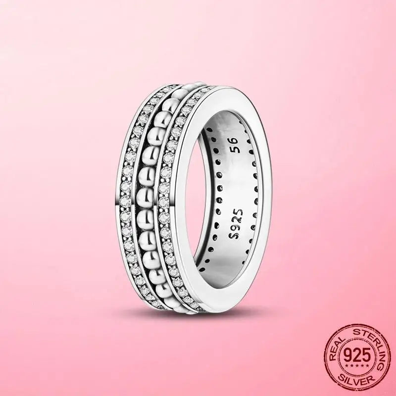 925 Silver Sparkling & Polished Lines Ring for Women | 2025 New Finger Ring | Wedding Engagement Jewelry Gift Anel