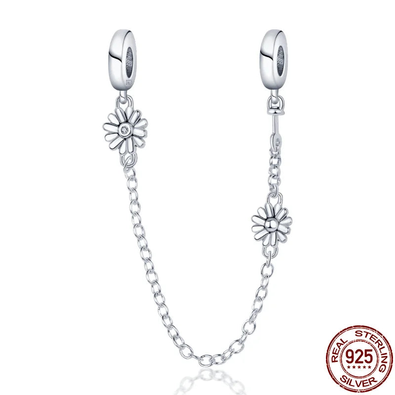 925 Sterling Silver Safety Chain Charms for Pandora Bracelets Women Jewelry