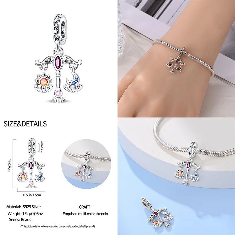 925 Sterling Silver Tarot Star Lover Charm | Fits Pandora Bracelet Women’s DIY Jewelry Gift