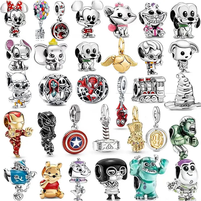 925 Sterling Silver Harry Potter Disney Charm Beads | Fits Pandora Bracelet Keychain | Fashion Jewelry Gift for Women
