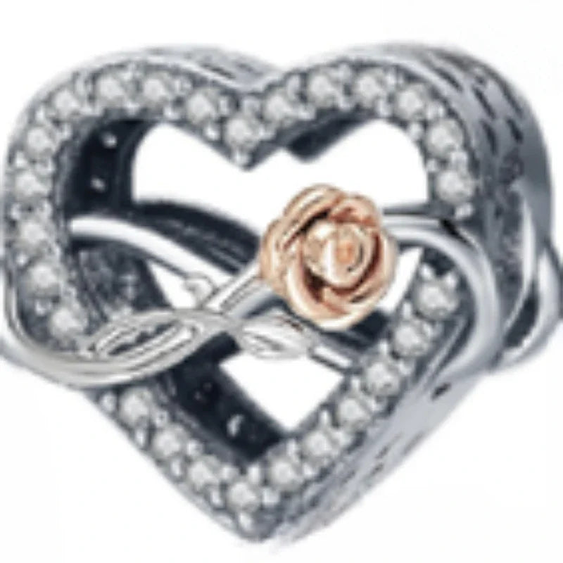 925 Sterling Silver Golden Heart Lock & Birthday Candle Charm | Fit Original Pandora Bracelet DIY Jewelry