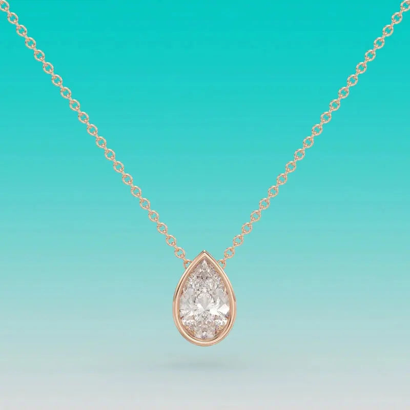 KNOBSPIN 1-4CT Pear Cut Moissanite Necklace – S925 Sterling Silver Solitaire Pendant for Women