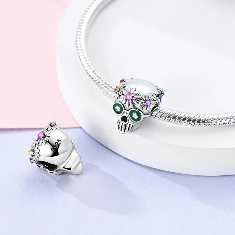 Halloween 925 Sterling Silver Luminous Pumpkin Witch Charm | Skeleton, Mummy & Candy Bead for DIY Bracelet Jewelry Gift