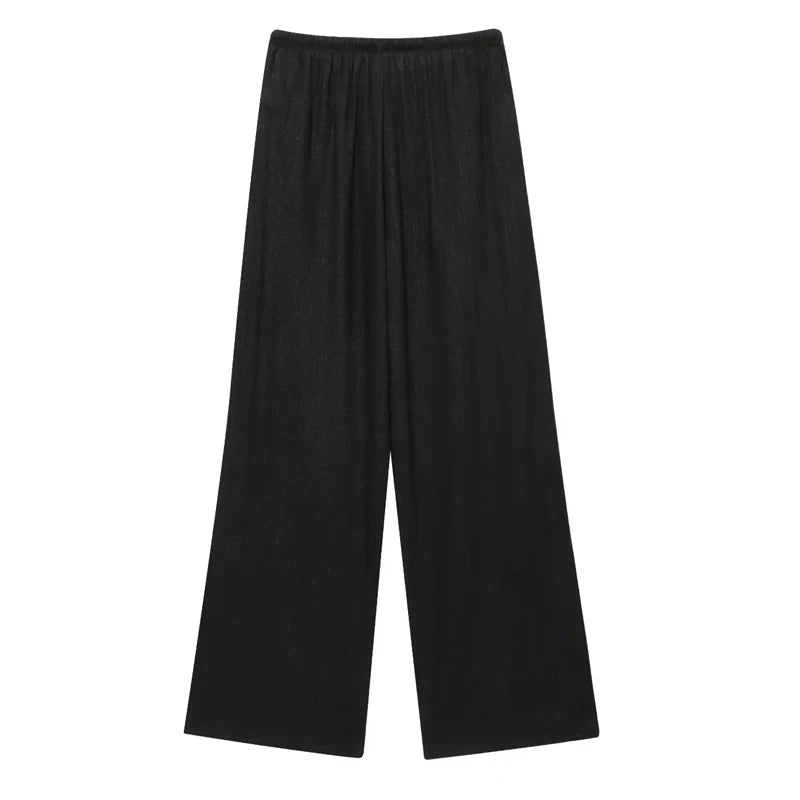 HXAO Women’s Baggy Wide Pants – Summer Linen Casual High Waist Pleated Trousers Black & White