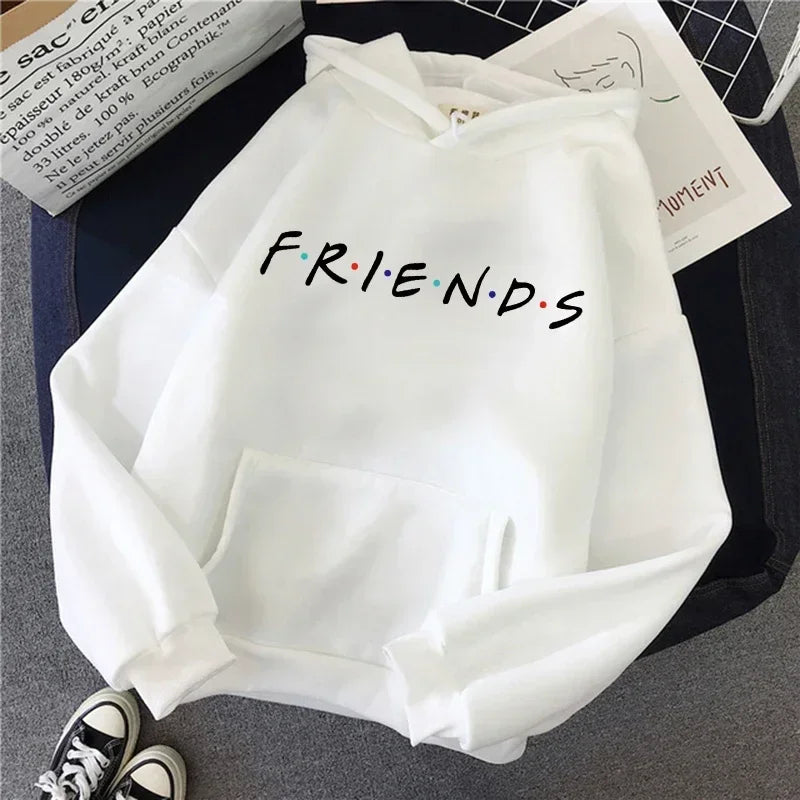 Friends TV Show Hoodie for Women – Funny Cartoon Graphic Ullzang Vintage Anime Sweatshirt 90s