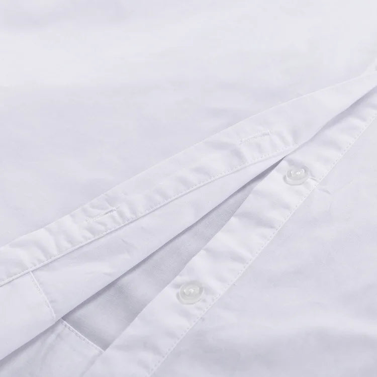 Zadily Autumn 2025 Women’s Oversized White Long Shirt – Minimalist Patchwork Button-Up Work Blouse