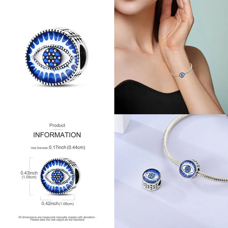 925 Sterling Silver Blue Zircon Evil Eye Charm | Original Devil Eye Series Bead Fits Pandora Bracelet – Women’s DIY Jewelry Gift