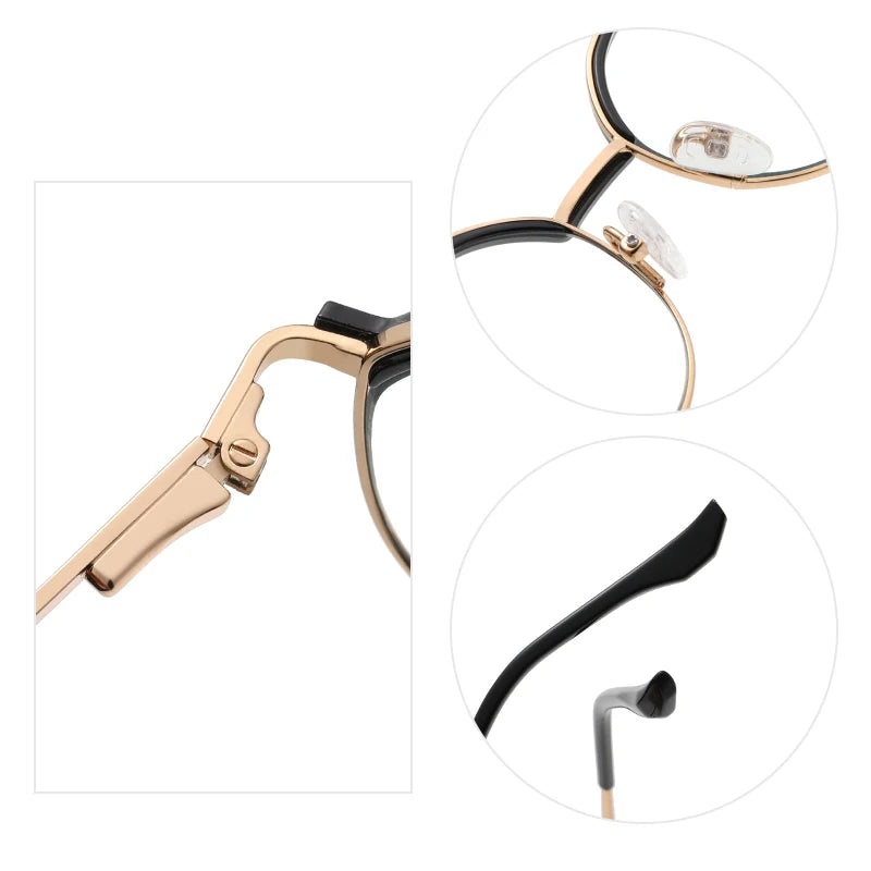 Women Round Blue Light Blocking Glasses 👓 Stylish Alloy Frame TB3201