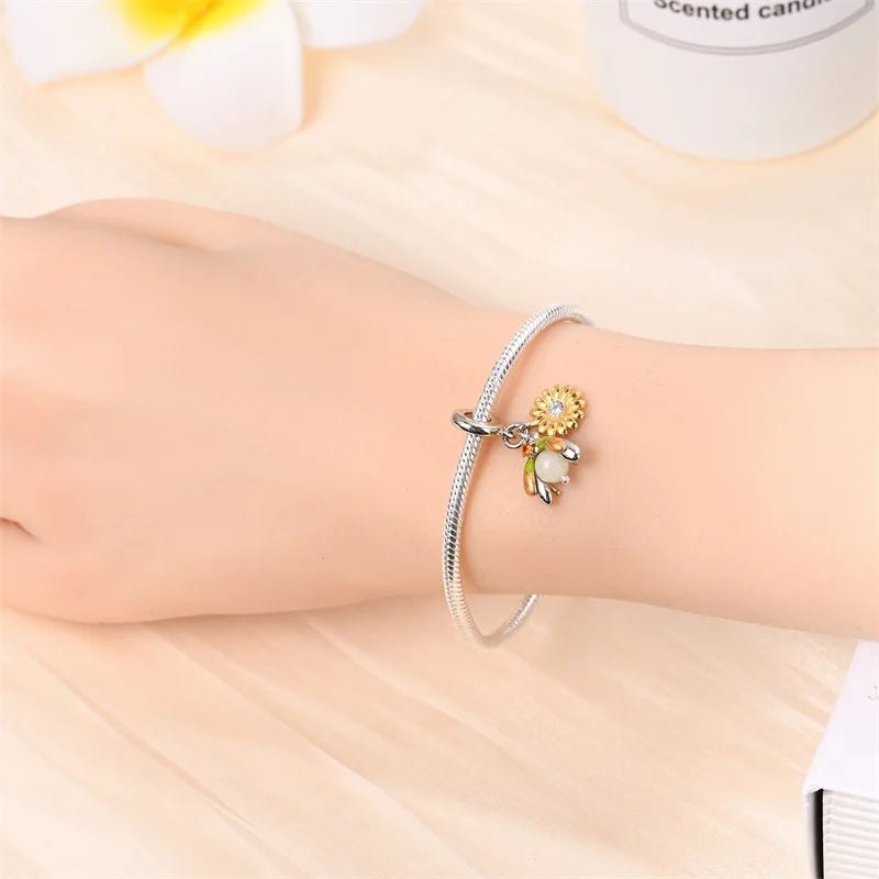 925 Sterling Silver Glow-In-The-Dark Firefly Charm | Fits 3mm Original Bracelet Women’s DIY Jewelry