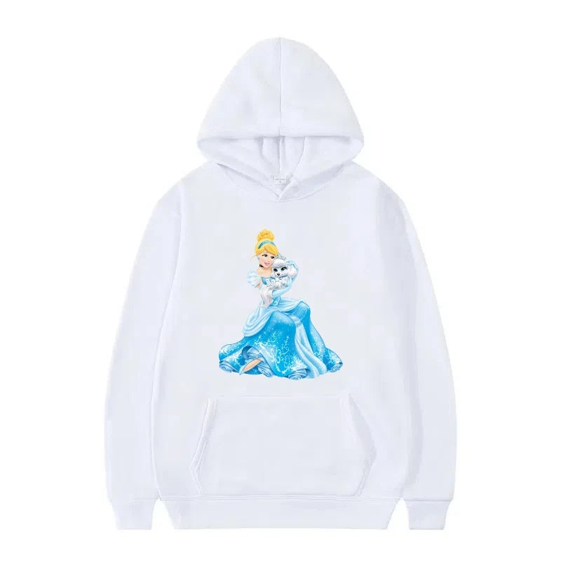 Disney Princess Graphic Hoodie | Y2K Sweet Style Long Sleeve Sweatshirt with Pockets for Women