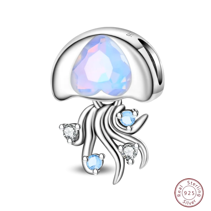 925 Sterling Silver Blue Zircon Ocean Shell Beaded Pendant | Fit Original 3mm Bracelet Women’s Fine Jewelry