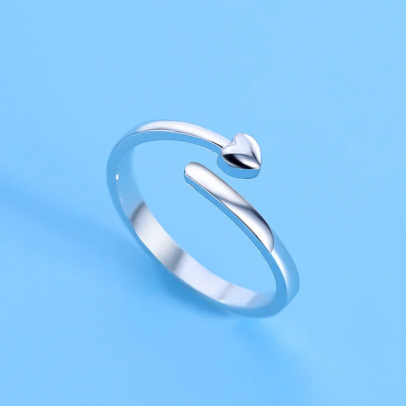 925 Sterling Silver Adjustable Zircon Ring – Elegant Simplicity Fashion Jewelry for Women Wedding Party Gift