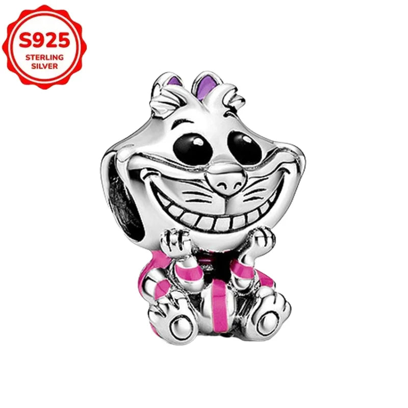 New Disney 925 Sterling Silver Cheshire Cat & Dumbo Charms – Original Bracelet Beads DIY Pendant Halloween Jewelry Gift