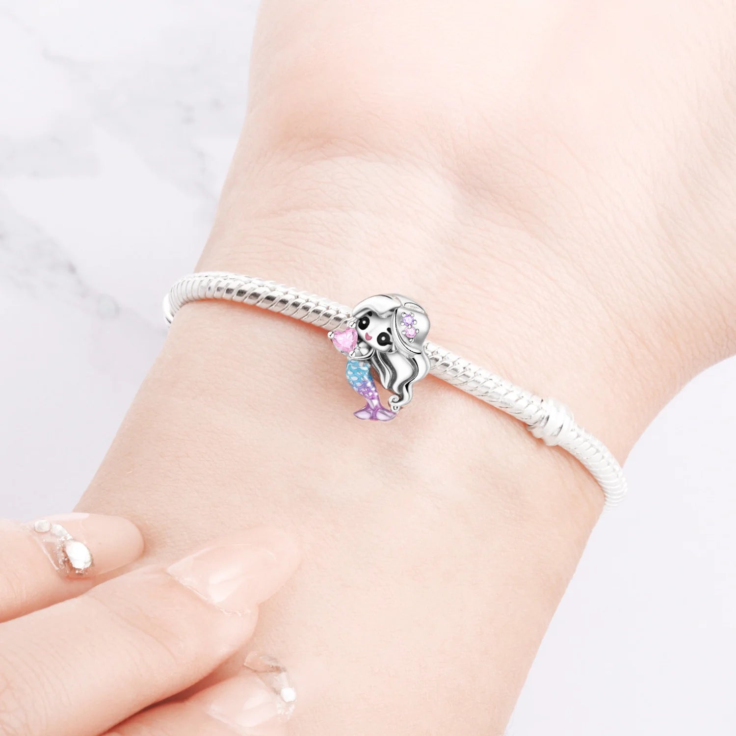 Orstarry 925 Sterling Silver Mermaid Cartoon Charm | Original Pendant Beads Fit Pandora Bracelet DIY Fine Jewelry Gift