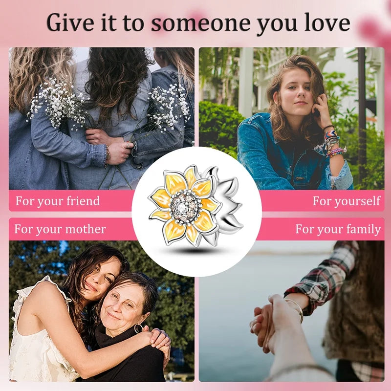 925 Sterling Silver Golden Zircon Saturn Flower Butterfly Charm Bead Fit 3MM Original Bracelet Women DIY Jewelry