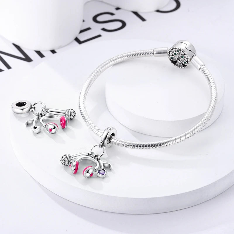 925 Sterling Silver Funny Playable Charms Beads | Smart Watch Tarot Bike Travel Dangle Fit Pandora Bracelet DIY Jewelry