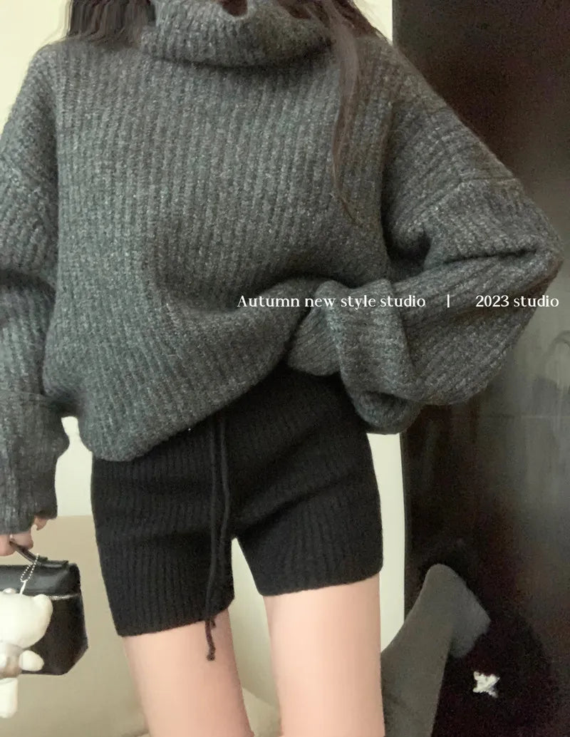 High Waist Knitted Wool Wide-Leg Pants for Women – Autumn Casual Straight Bootcut Trousers