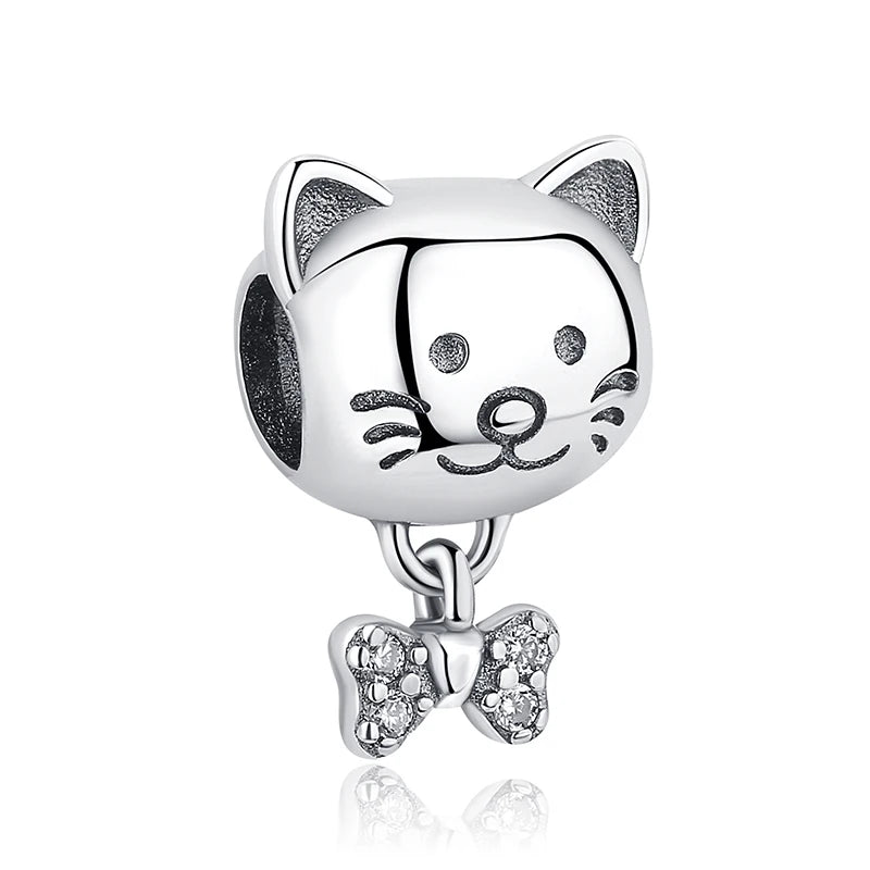 Original Sterling Silver Pet Paw Charm | Love Dog Cat Print Beads for Pandora Bracelets & DIY Jewelry