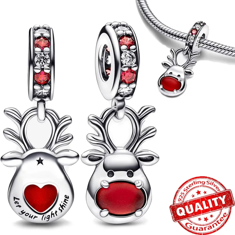 925 Sterling Silver Red Heart Charms | Apple, Rose & Gift Box Beads Fit Original Bracelet Necklace Women Jewelry