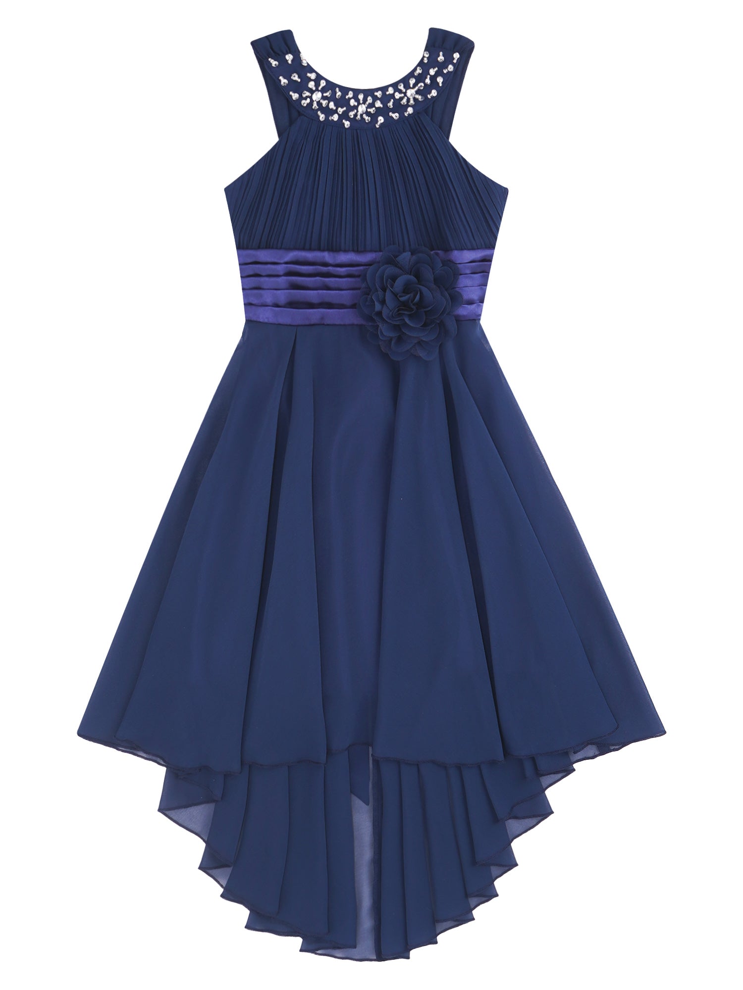 iEFiEL Summer Flower Girl Dress | High-Low Chiffon Princess Dress | Kids Wedding & Party Formal Occasion Gown