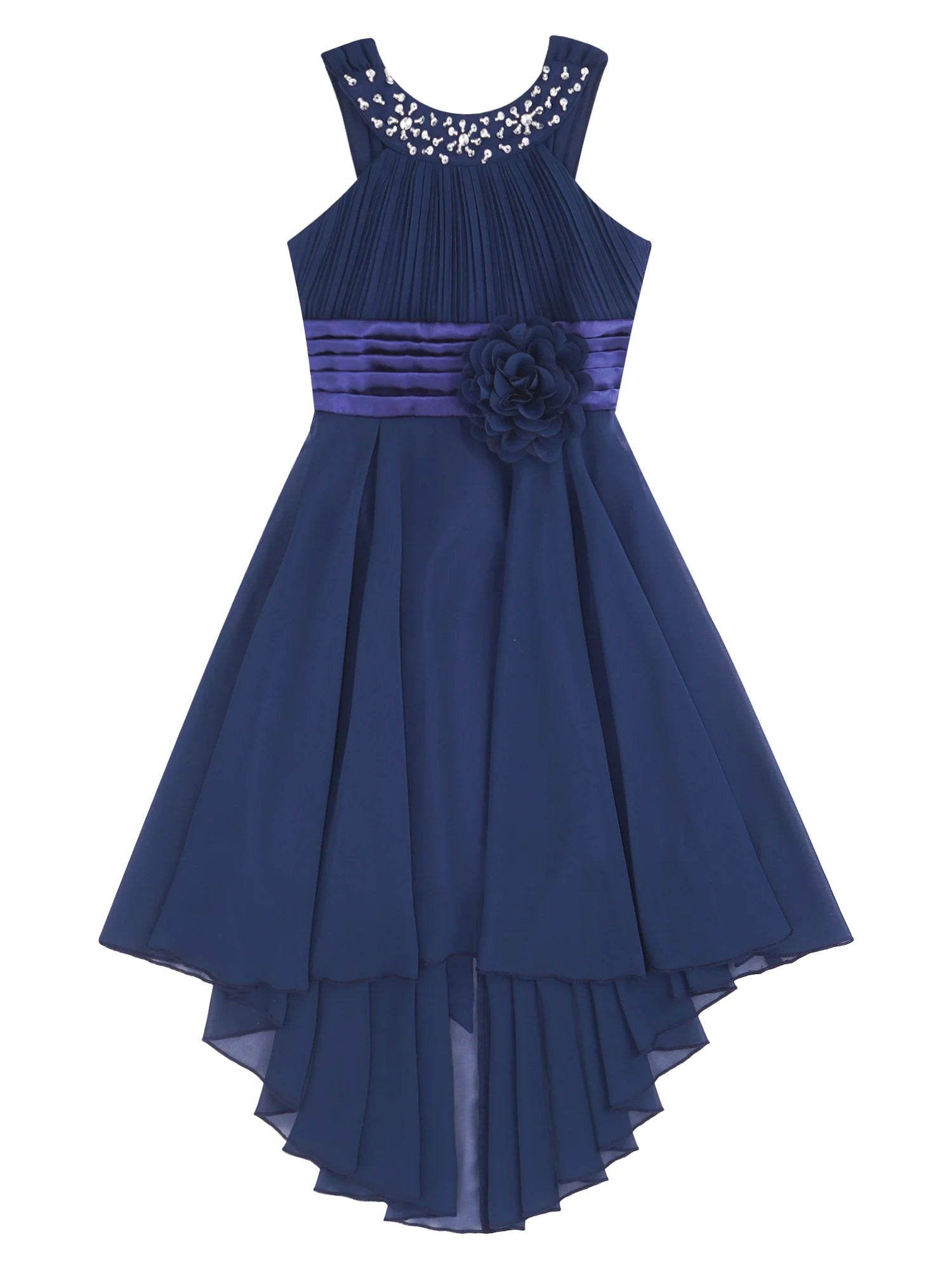 iEFiEL Summer Flower Girl Dress | High-Low Chiffon Princess Dress | Kids Wedding & Party Formal Occasion Gown