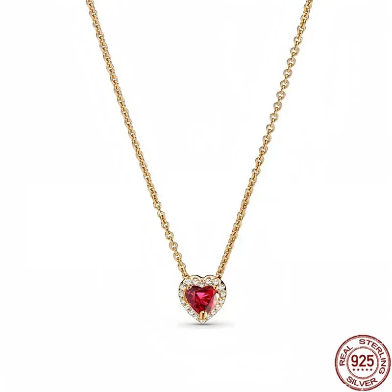 925 Sterling Silver Dazzling Round Bow Heart Necklace | Simple Elegant Charm Jewelry Gift for Women