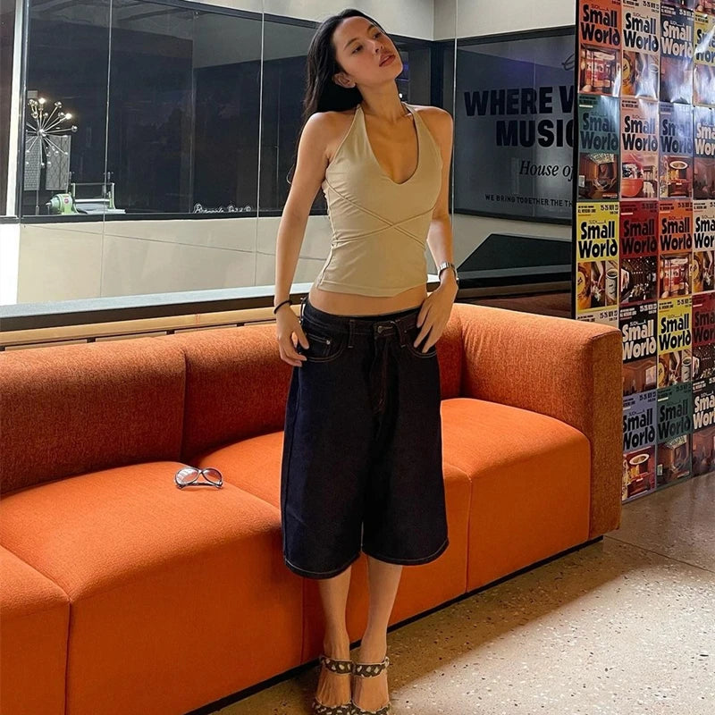 Candyhot Korean Backless Tank Top | Women’s Sexy Sleeveless Halter Camis | Slim Fit Summer Streetwear Vest