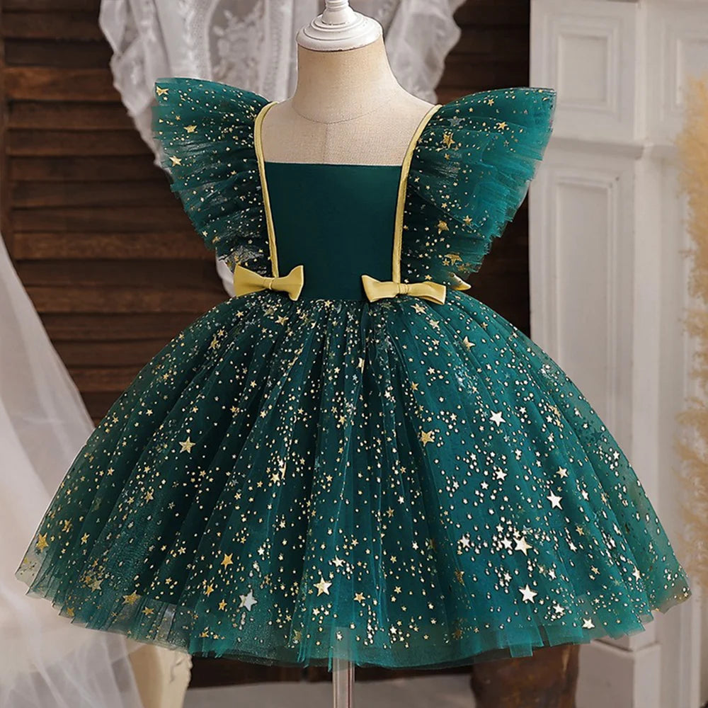Hello Kitty Girl Party Dress Christmas Birthday School Holiday High Waist Tulle Dress Bow Wedding Gown Kids Wear Princess Dress
