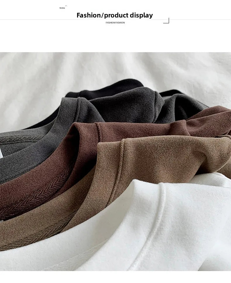 Women's Thermal Long Sleeve T-Shirt | Fleece-Lined Round Neck Top | Autumn Winter Fashionable Inner Wear