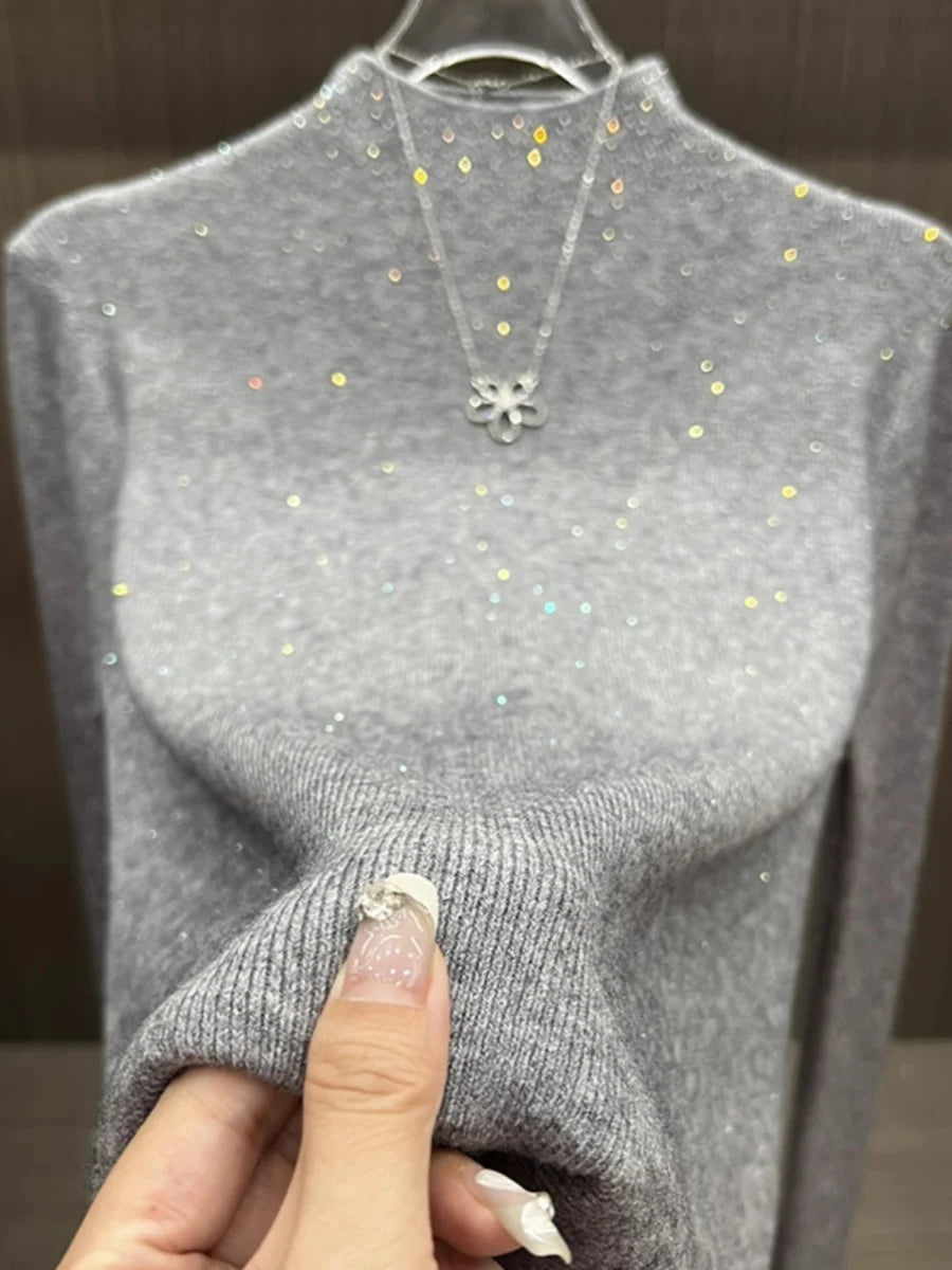 Women’s Winter Turtleneck Sweater – Sparkling Slim Fit Knitted Pullover Warm Jumper ❄️✨