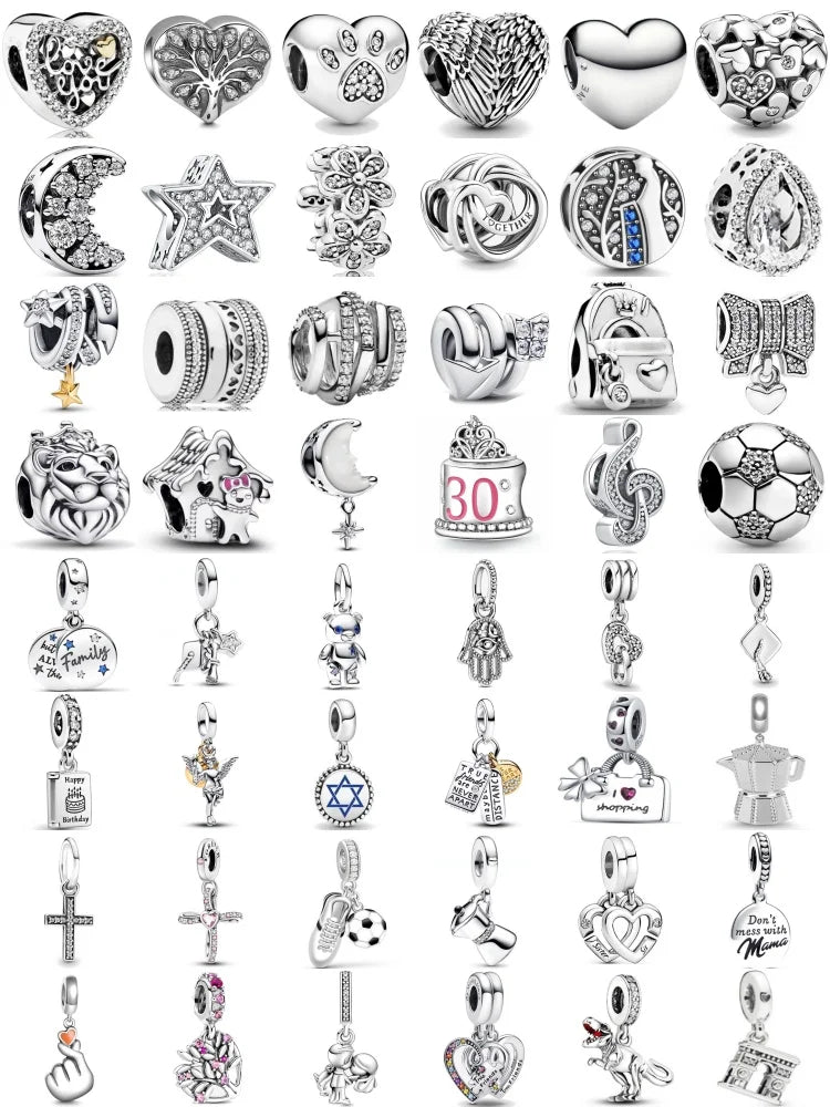 2025 New S925 Silver Spring Ball Bear Cross Pendant – DIY Bracelet Charm for Women
