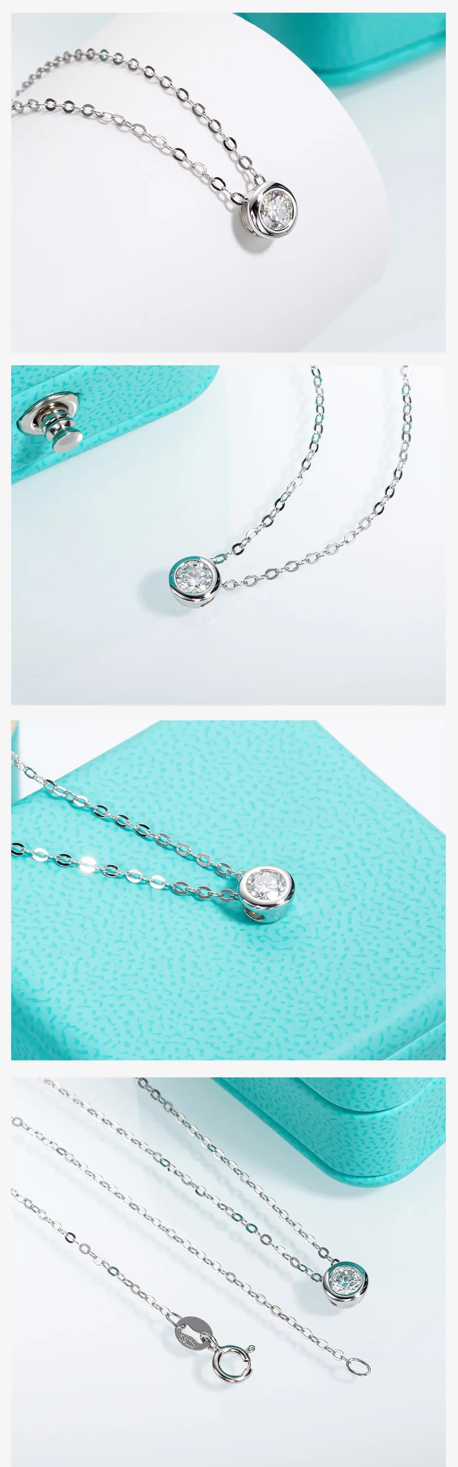 AnuJewel 4mm 0.3ct D Color Moissanite Necklace – 18K Gold Plated 925 Sterling Silver Pendant for Women