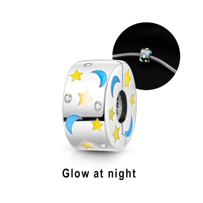 Silver Clasp 925 Sterling Silver Round Daisy Charm Beads | Safety Chain Pendant for Original Bracelets Jewelry