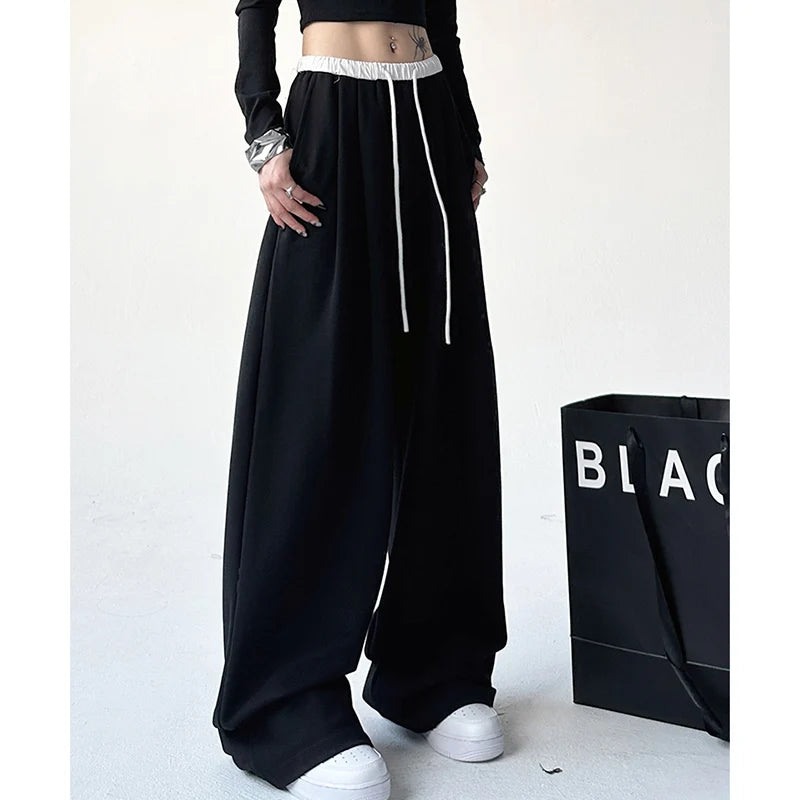 2024 Women’s Autumn Chic Korean Streetwear High Waist Baggy Sweatpants | Wide Leg Hip Hop Trousers