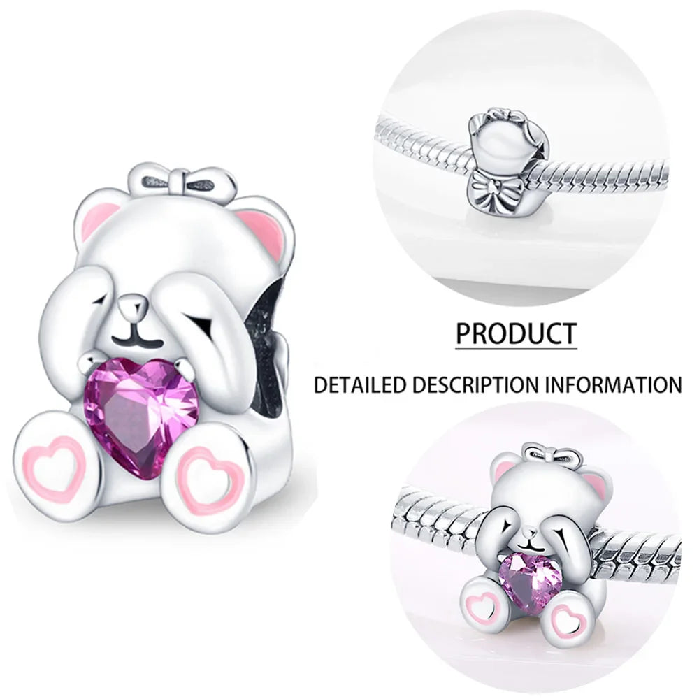 925 Sterling Silver Purple Flower & Butterfly Dangle Charm | Bead for 4MM Bracelet or Necklace DIY Jewelry Gift