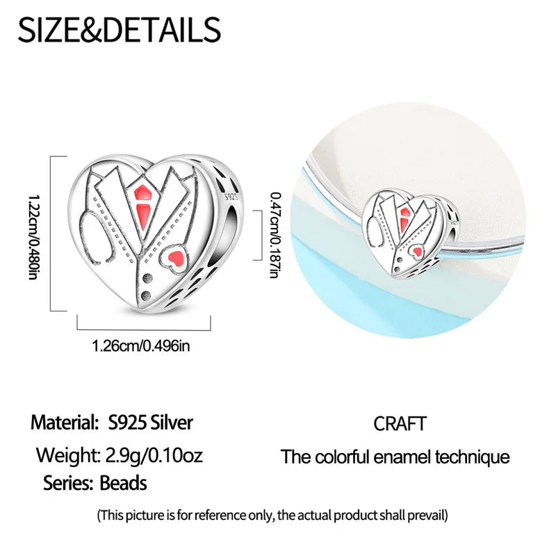 Doctor Nurse 925 Sterling Silver Charms Beads | Original Trendy Medical Pendant for DIY Bracelet Jewelry
