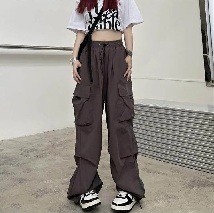 American Retro Workwear Casual Pants – Women’s Summer Straight Loose Wide Leg Trousers