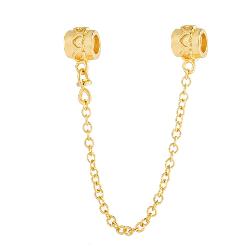Sparkling Gold Plated Heart & Flower Clip Dangle Charm Beads | Fits Original Snake Bracelet & Necklace | DIY Jewelry Gift for Women
